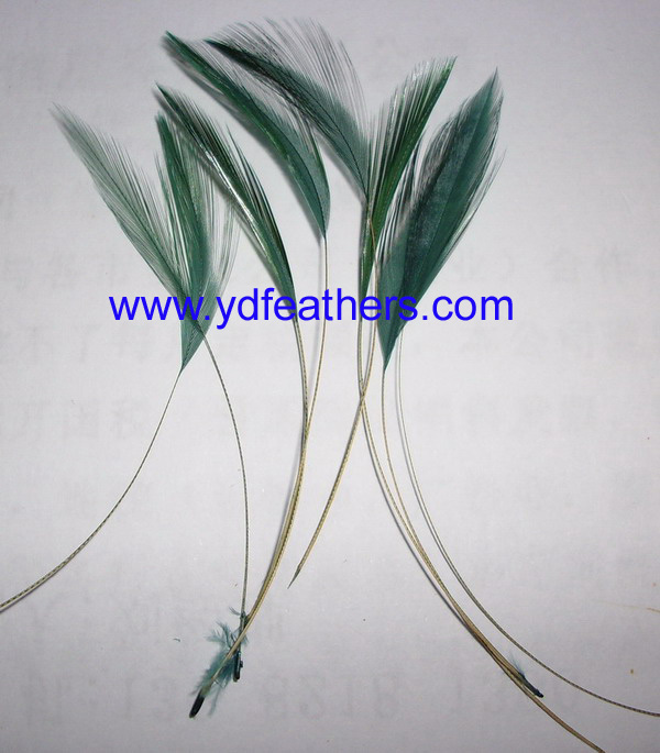 HP-133(Stripped Rooster/Coque/Cock Neck Hackles Feather,Dyed Green)