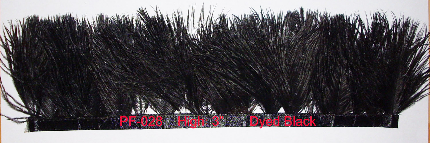 PF-028(Dyed black Ostrich feather fringe/trimming )