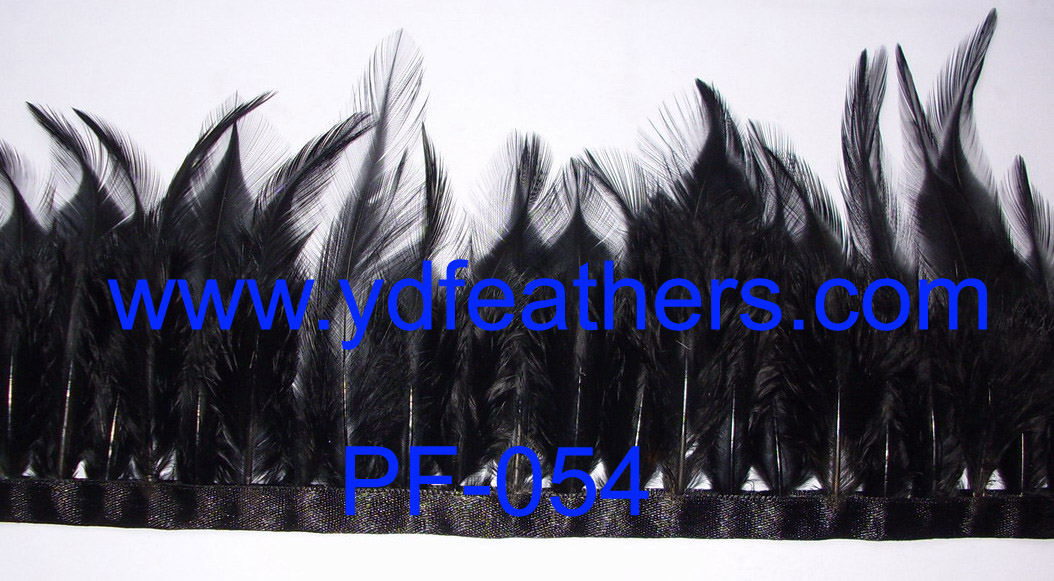 PF-054(Rooster/Coque/Cock Saddles Feather Fringe/Trim Dyed Black)