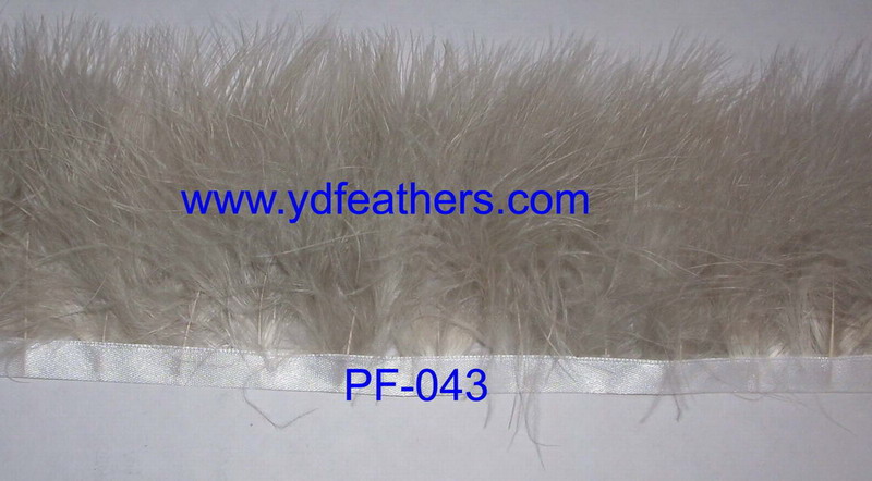 PF-043(Small Marabou Feather Fringe/Trimming Dyed Smoky Gray)