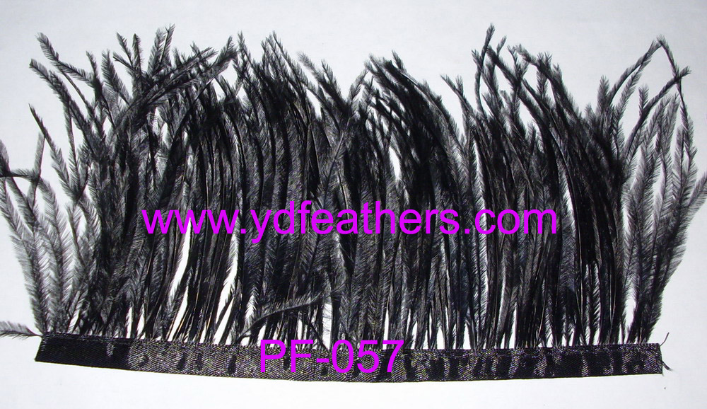 PF-057(Ostrich Feather Fringe/Trimming Dyed Black)