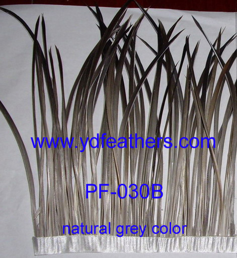 Stripped Goose Biots Feather Fringe/Trim Grey Color