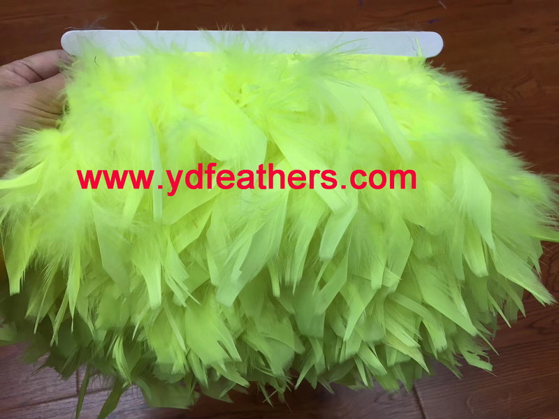 Stripped Turkey Feather Fringe/Trim Dyed Yellow