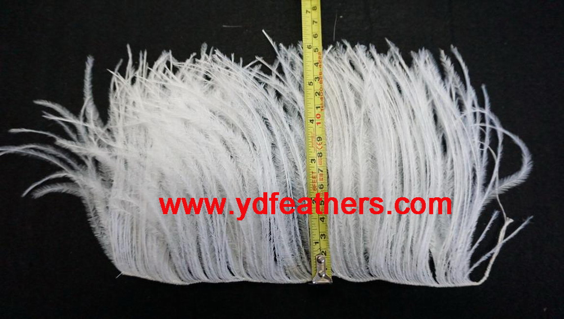 2Ply Ostrich Feathers Fringe/Trim Sew On Cord Natural White 13-15cm